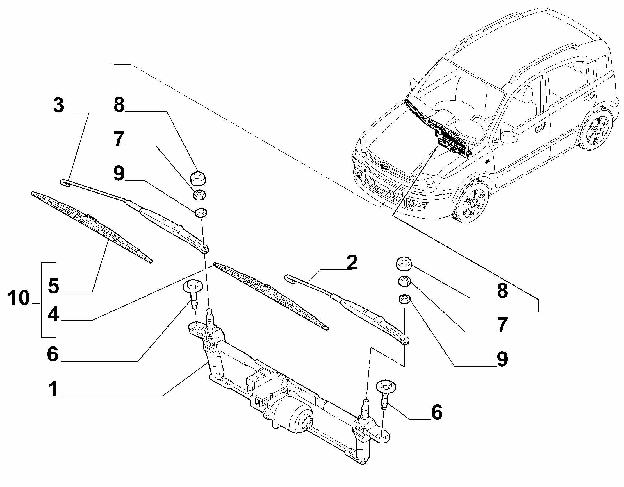 55514-010 WIPERS - ARM, BRUSHES AND MOTOR