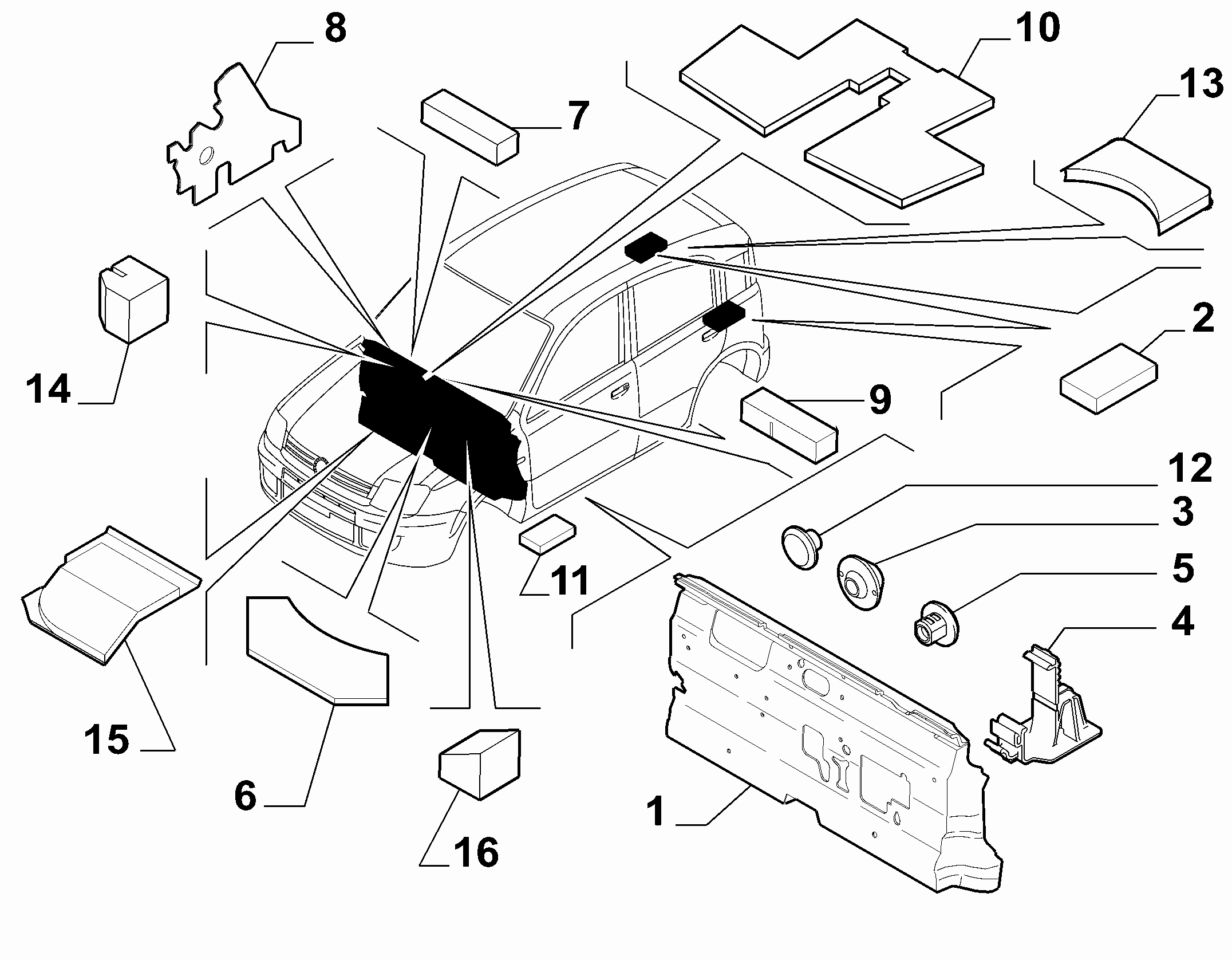 70522-020 PASSENGER COMPARTMENT INSULATION AND PADDING