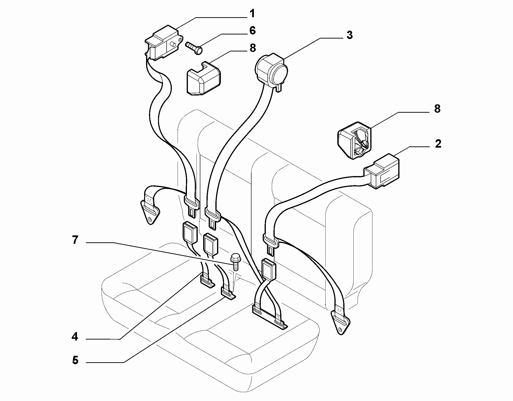 70527-020 REAR SEAT BELTS