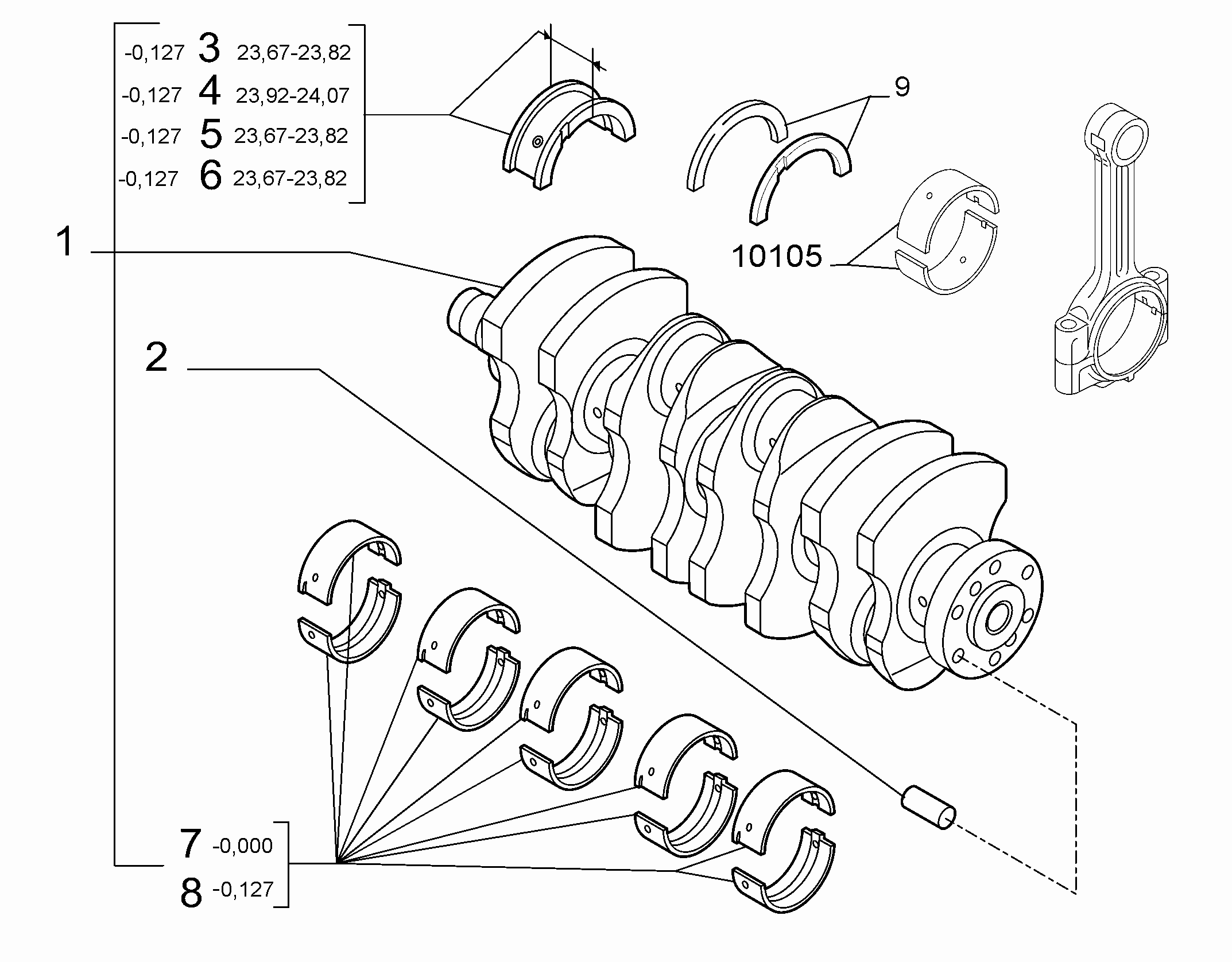 10103-010 ENGINE SHAFT AND HALF BEARING