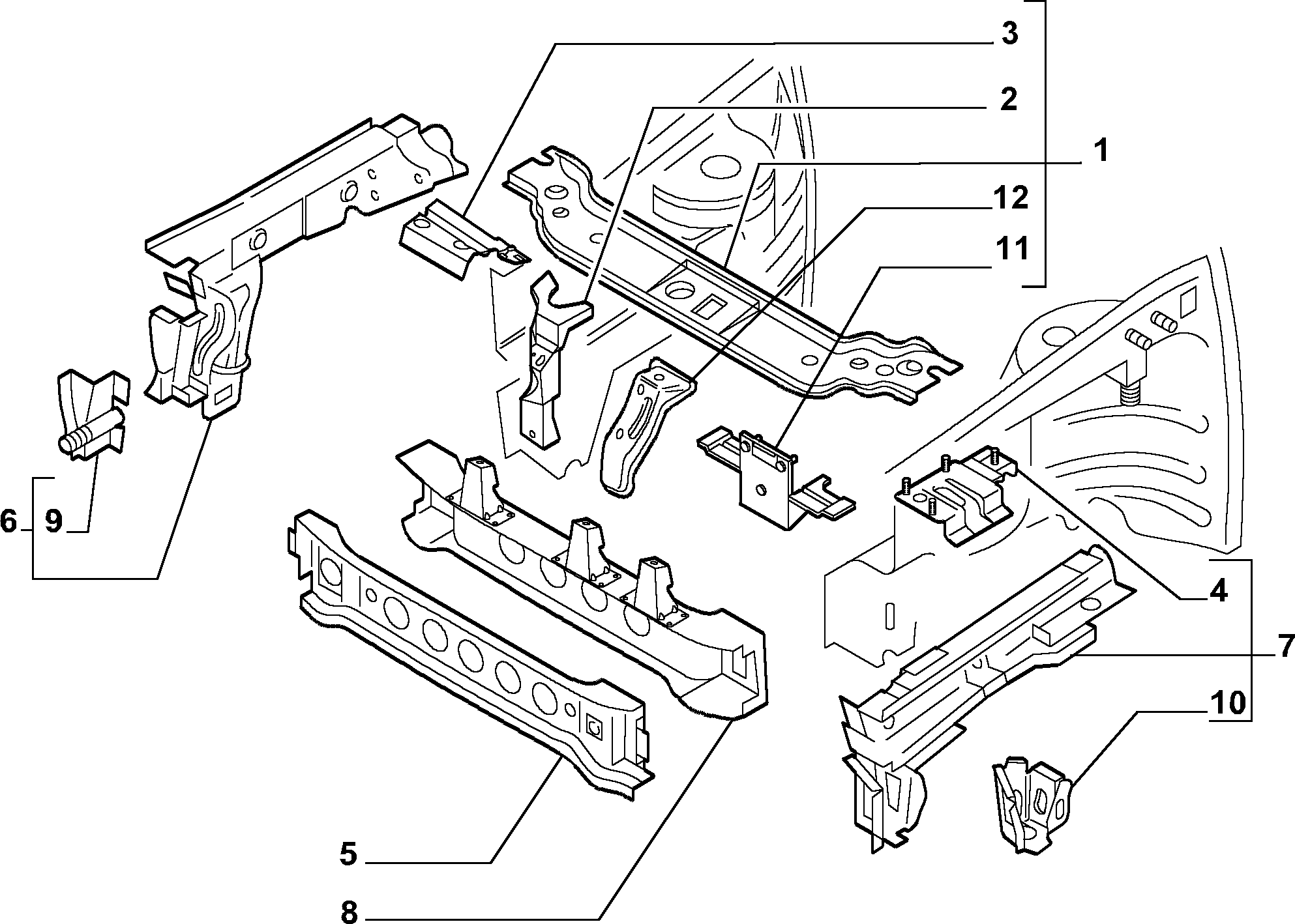 70002/00 КУЗОВ, РАМЫ (ПЕРЕДНЯЯ ЧАСТЬ)