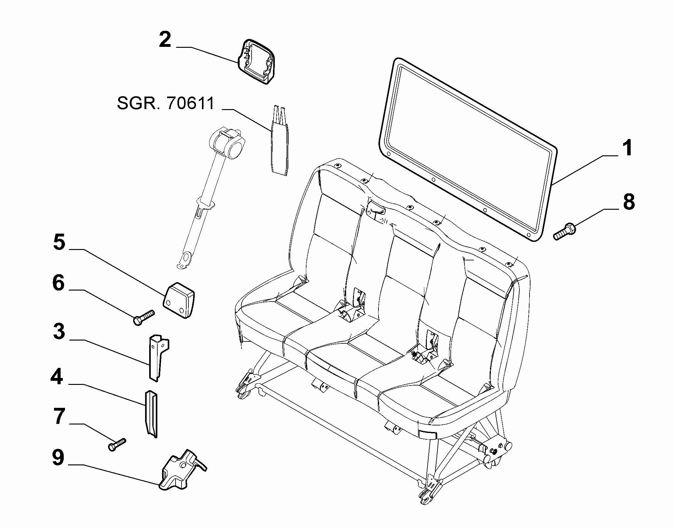 70613-042 SECOND ROW REAR SEAT COVERS
