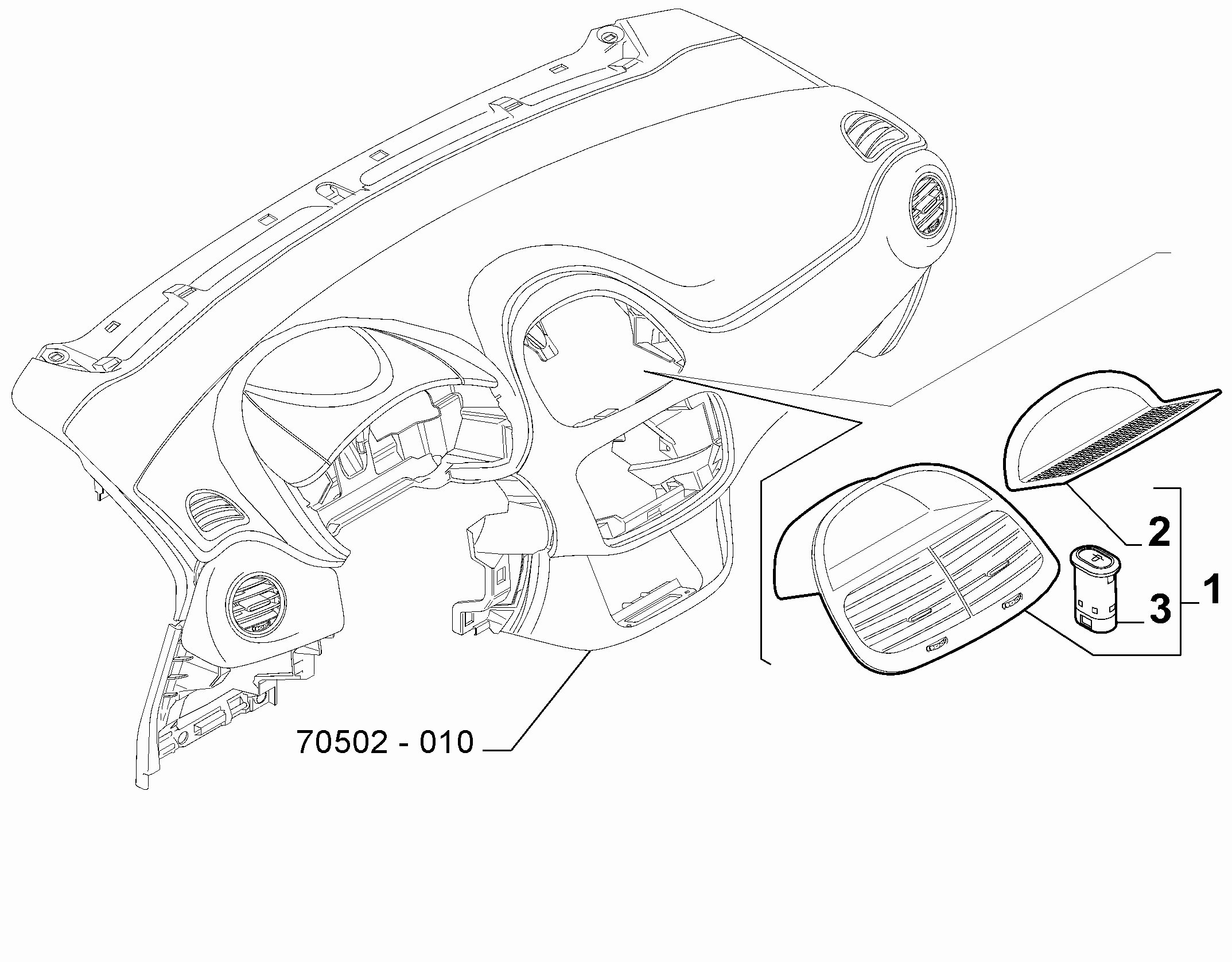 70502-020 DASHBOARD INSTRUMENT HOLDER DIALS