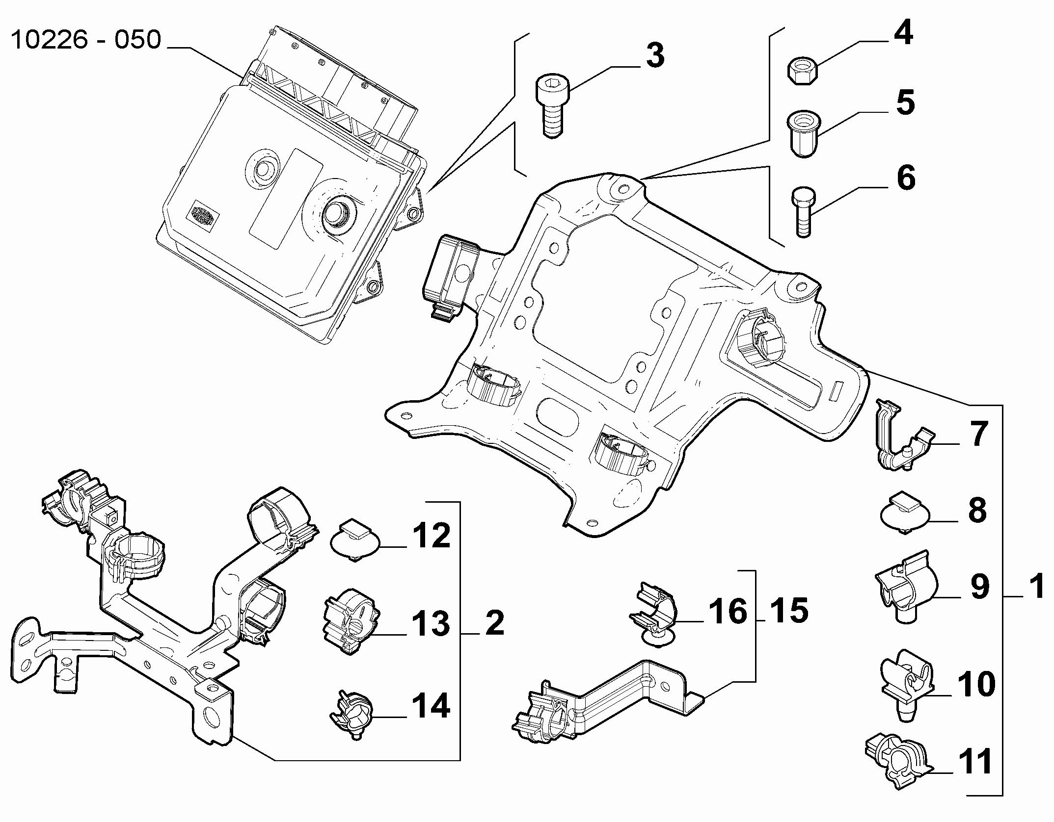 10225-020 INJECTION ECU AND ENGINE HARNESS FASTENERS