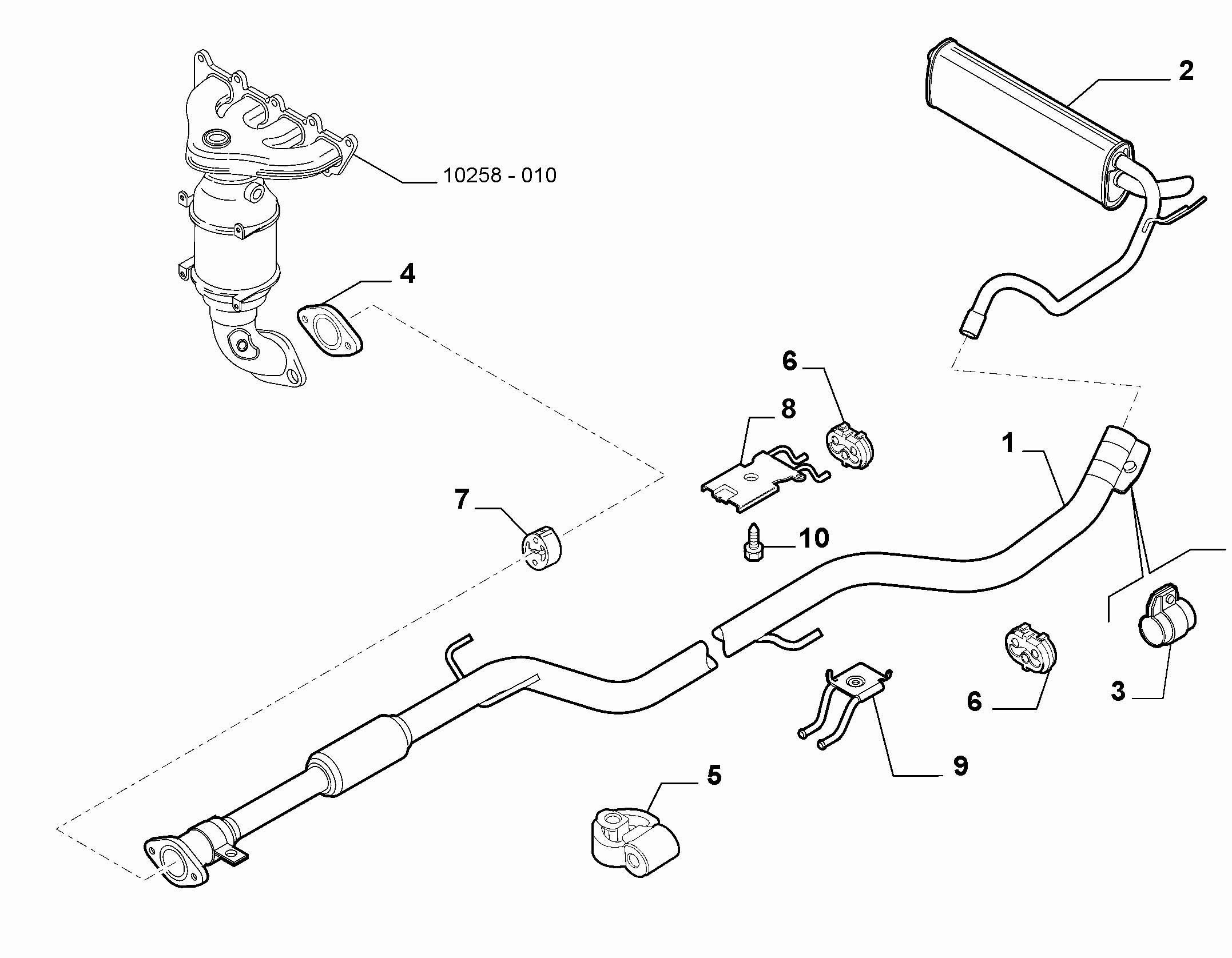 10258-030 REAR AND CENTRAL PIPES