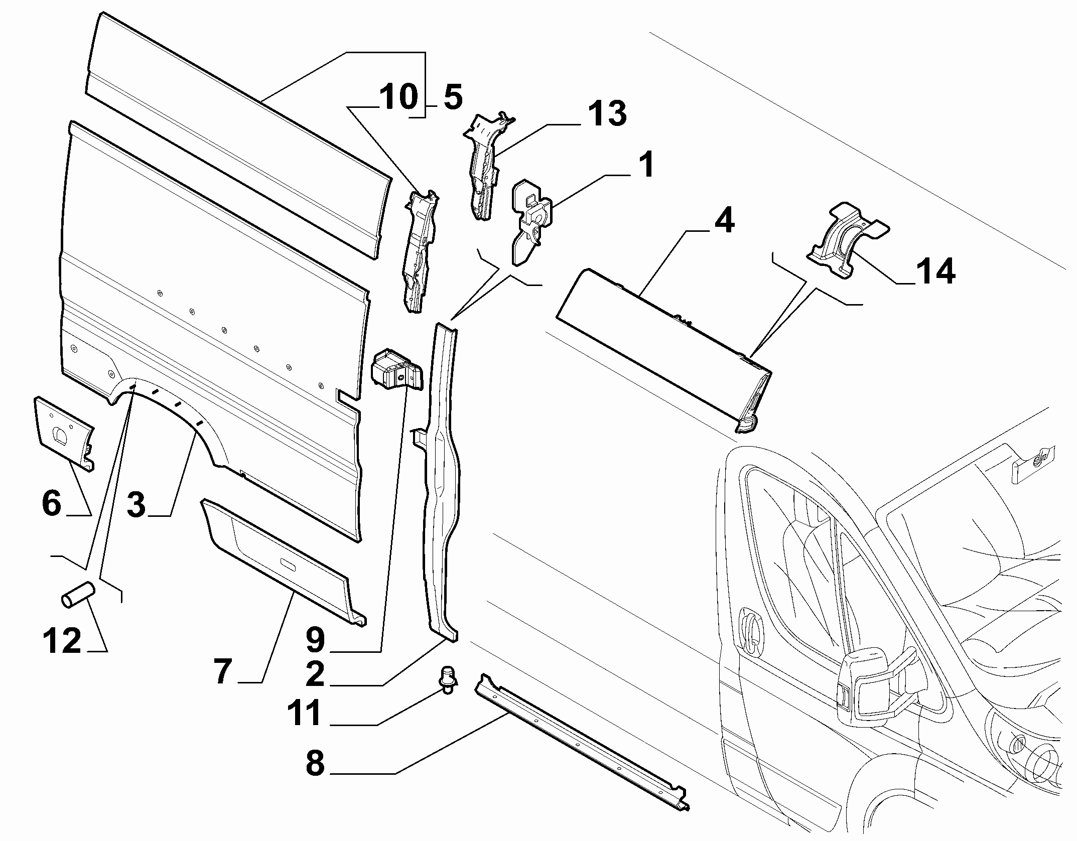 70020-040 OUTER SIDE PANEL FOR COMMERCIAL VEHICLES