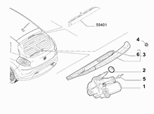 55514-020 REAR WIPERS - ARM, BRUSHES AND MOTOR