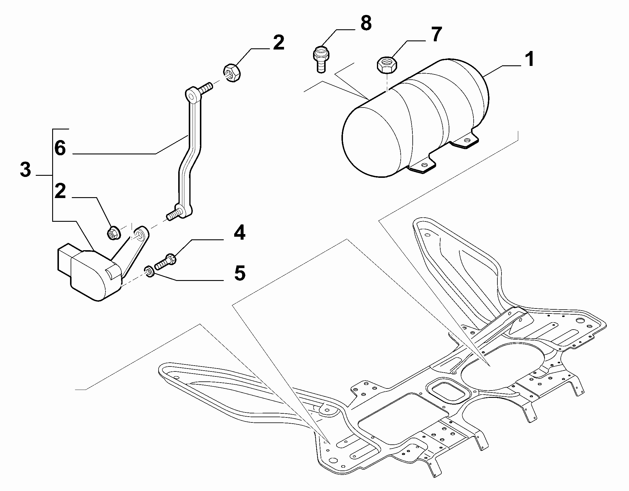 44311-020 LEVELING SENSOR AND AIR TANK FOR COMMERCIAL VEHICLES