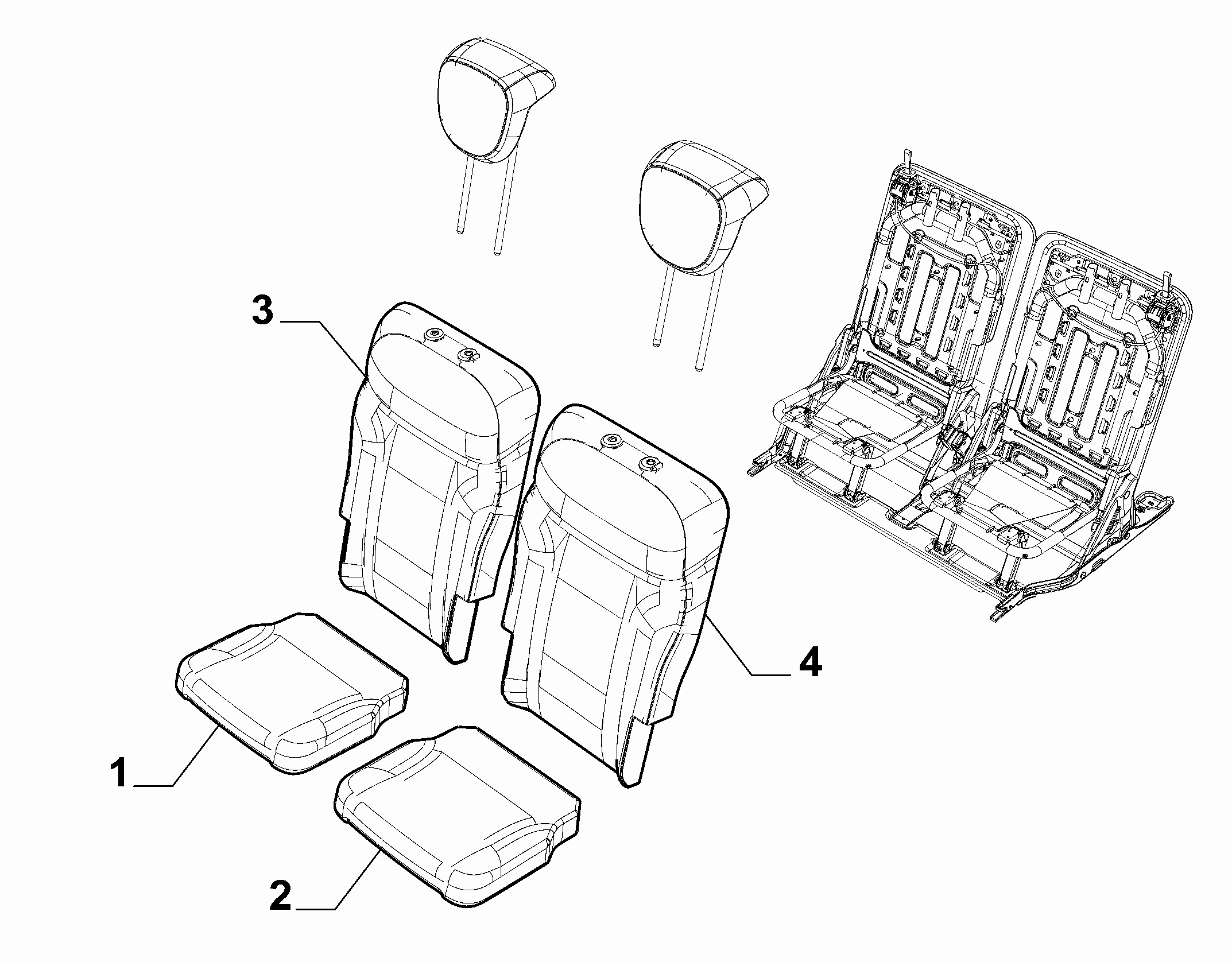 70613-012 SECOND ROW REAR SEAT CUSHIONS