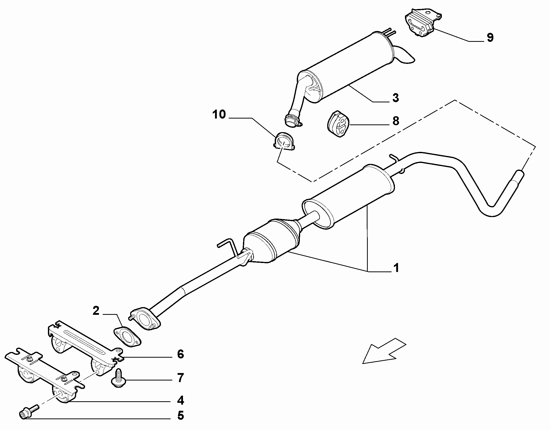10258-030 REAR AND CENTRAL PIPES