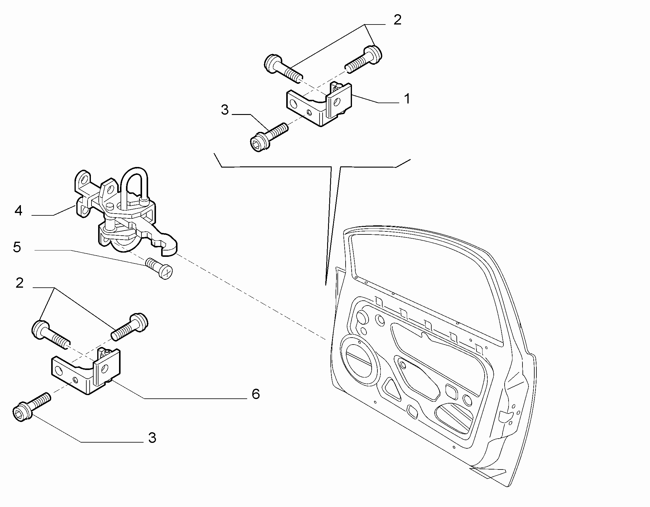 70129-020 FRONT SIDE DOOR HINGE AND SCREW