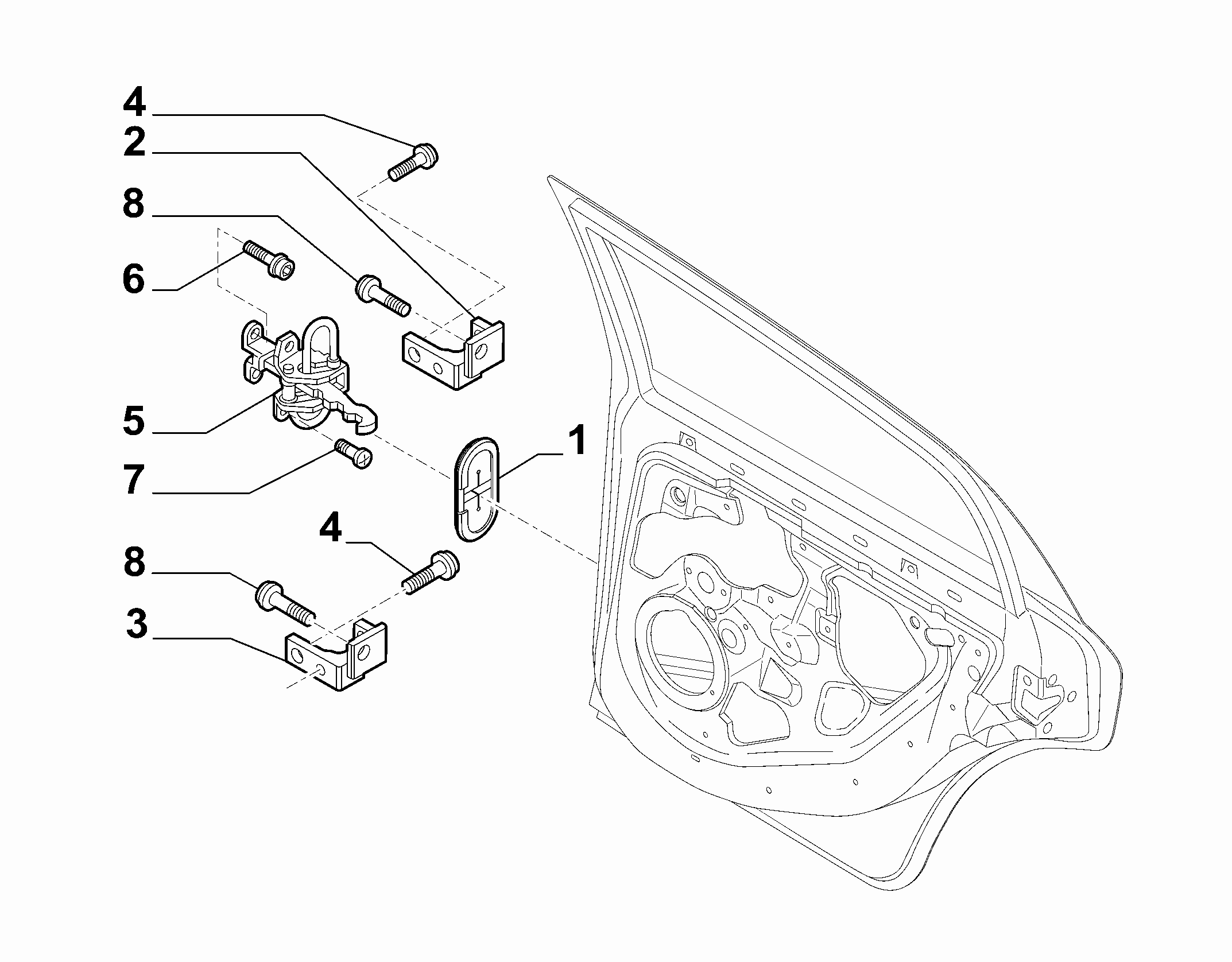 70136-020 REAR DOOR HINGES AND TIE RODS