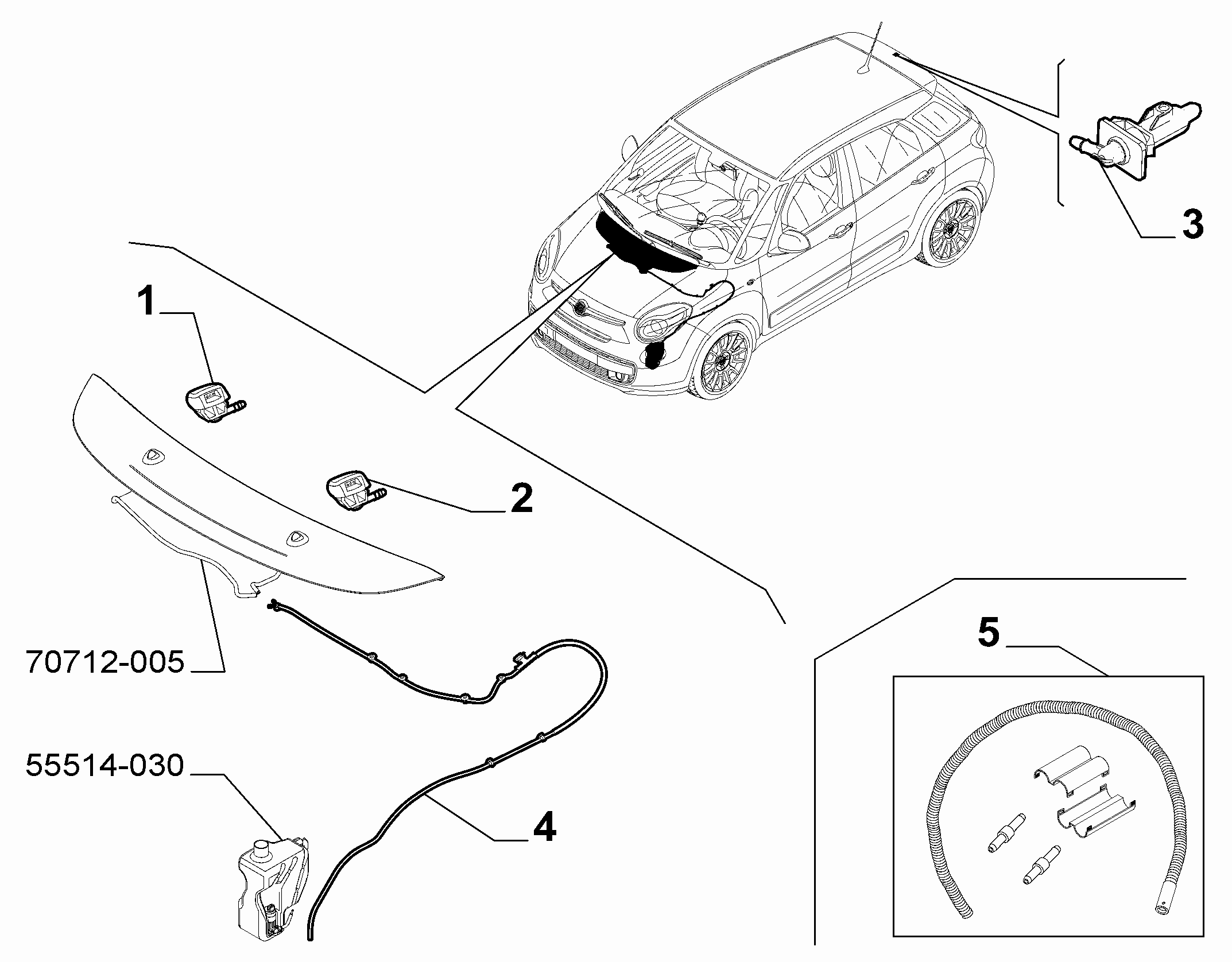 55514-040 FRONT AND REAR WIPER TUBING