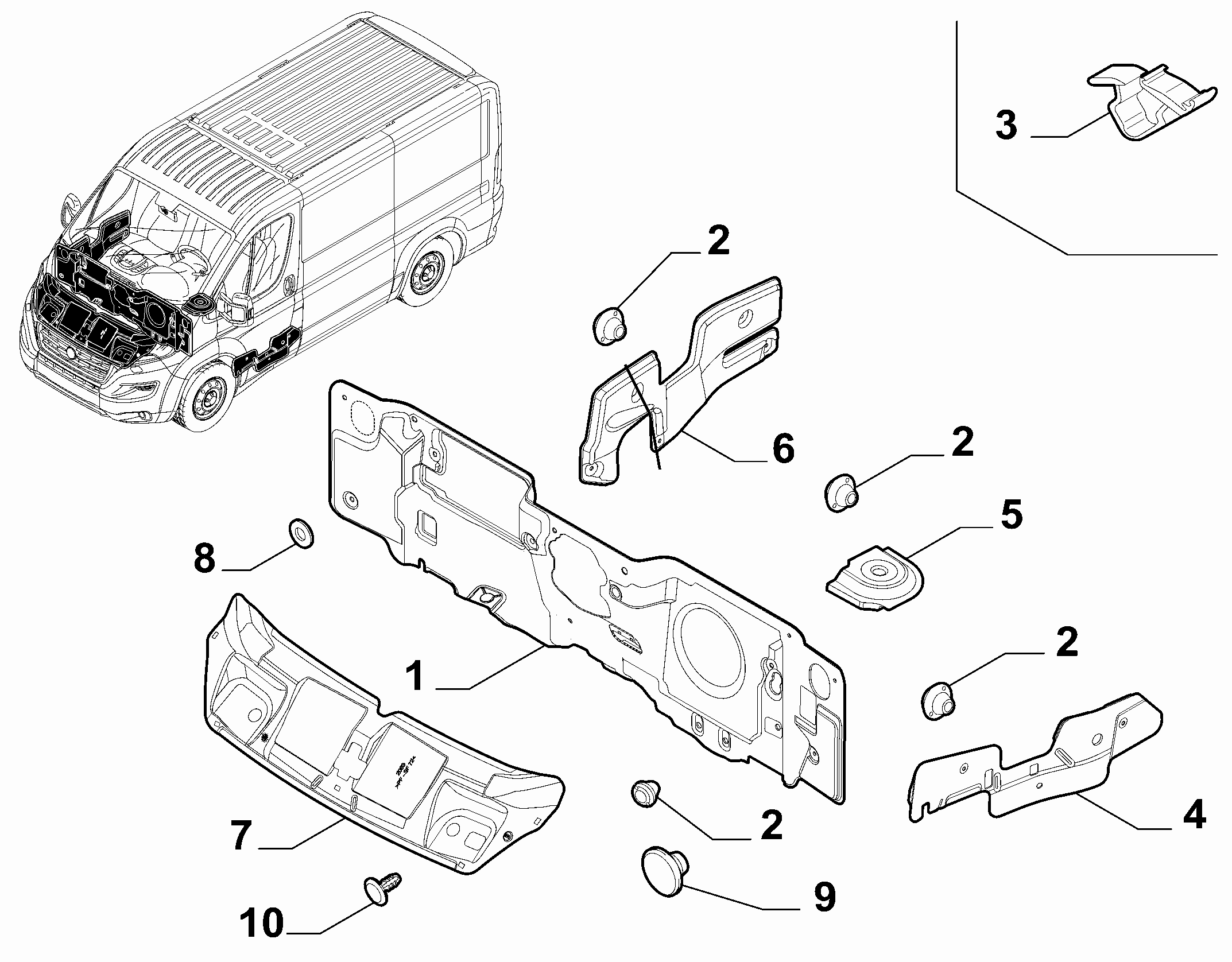 70522-010 BONNET AND ENGINE PADDING AND INSULATION