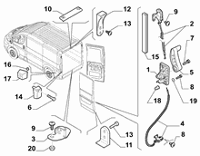 70148-025 REAR DOOR KEYLOCKS AND HANDLES FOR COMMERCIAL VEHICLES
