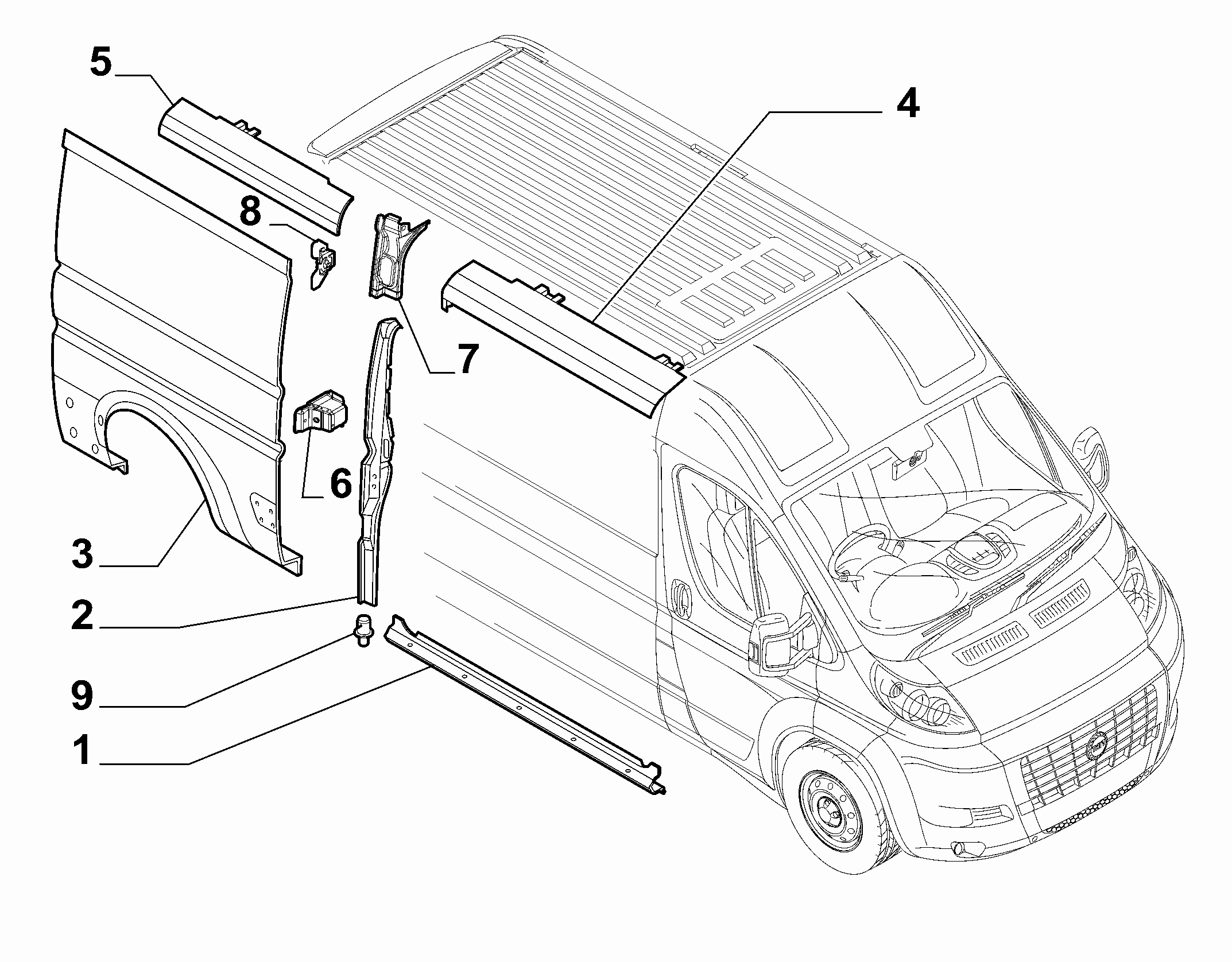 70020-040 OUTER SIDE PANEL FOR COMMERCIAL VEHICLES