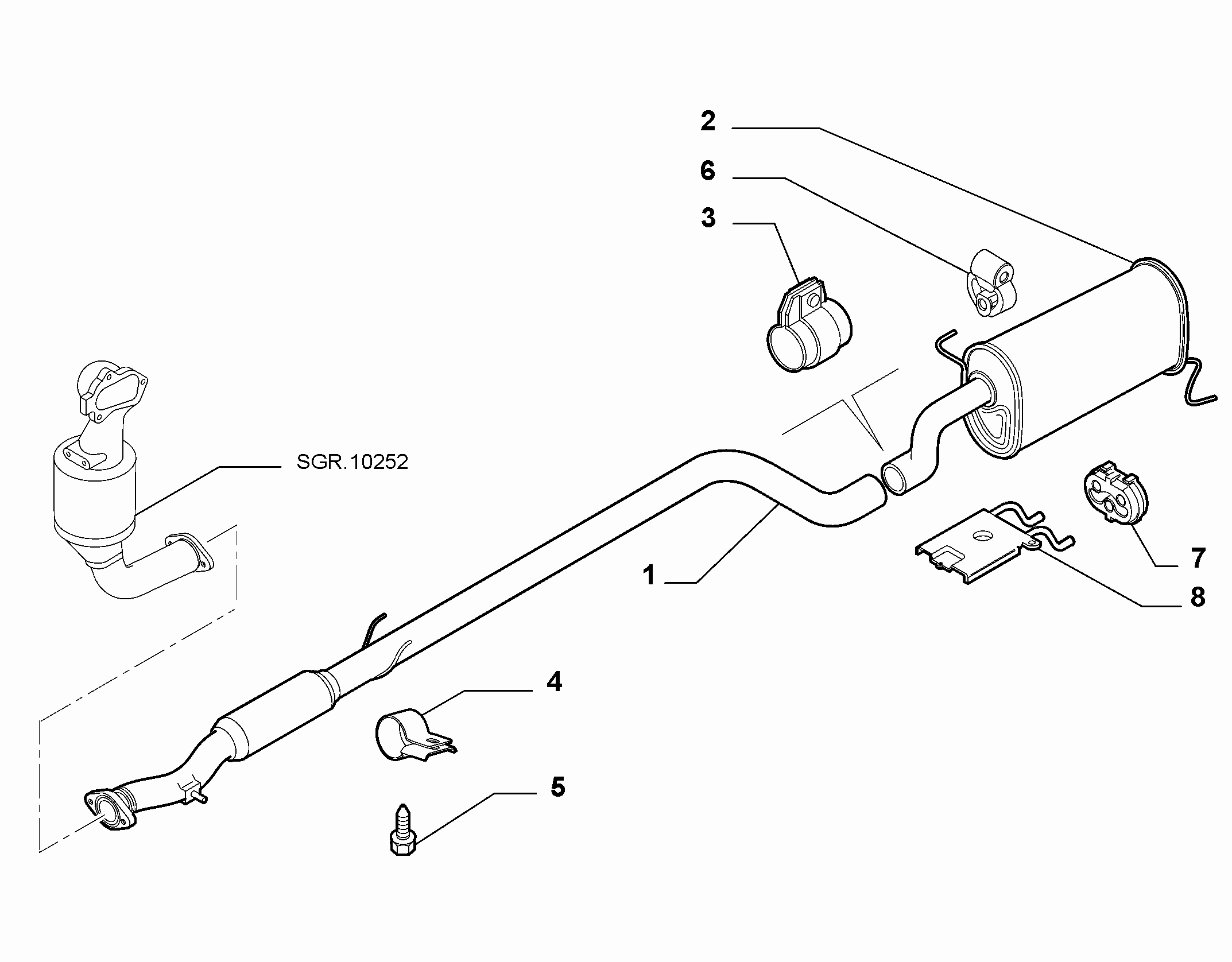 10258-030 REAR AND CENTRAL PIPES