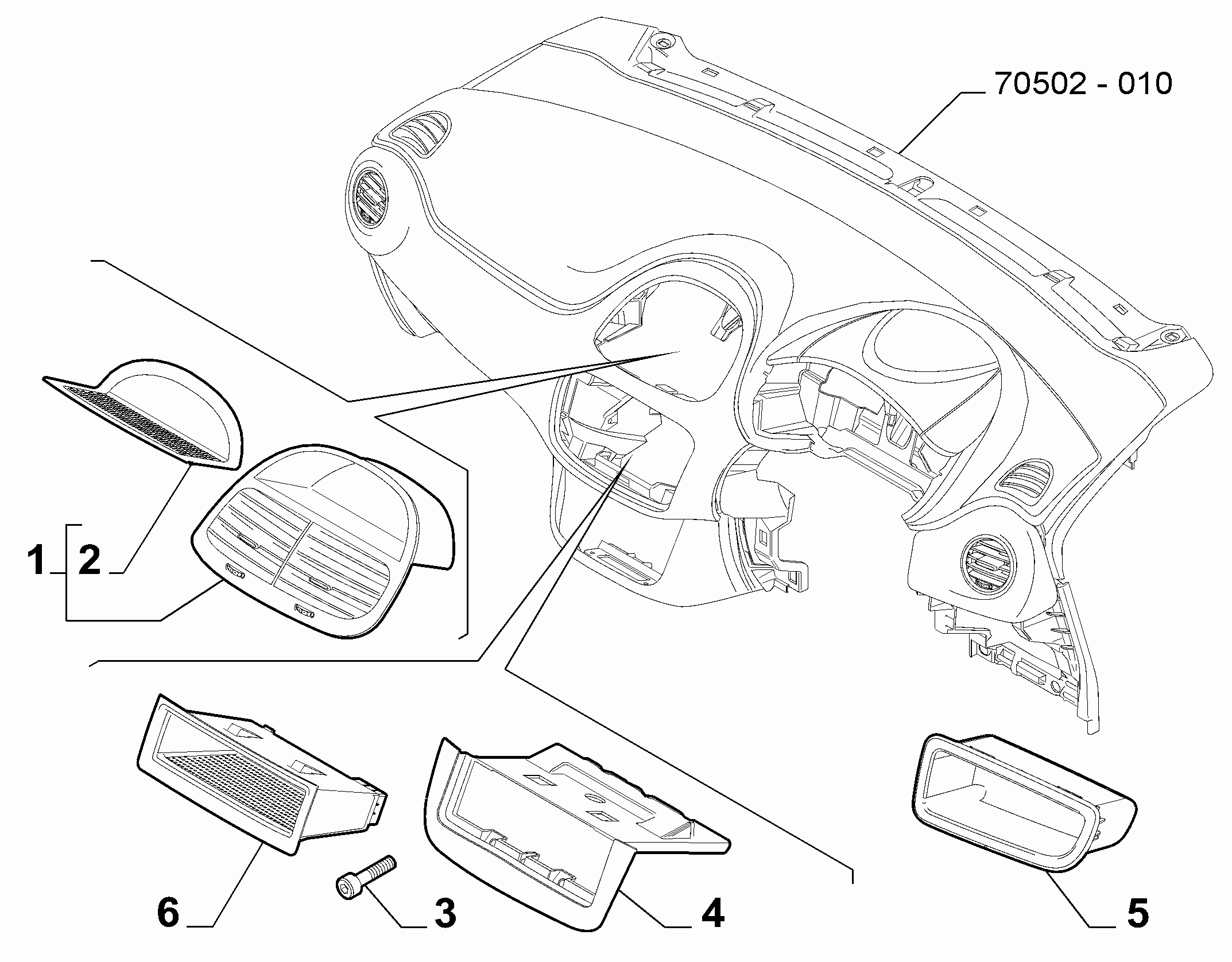 70502-020 DASHBOARD INSTRUMENT HOLDER DIALS