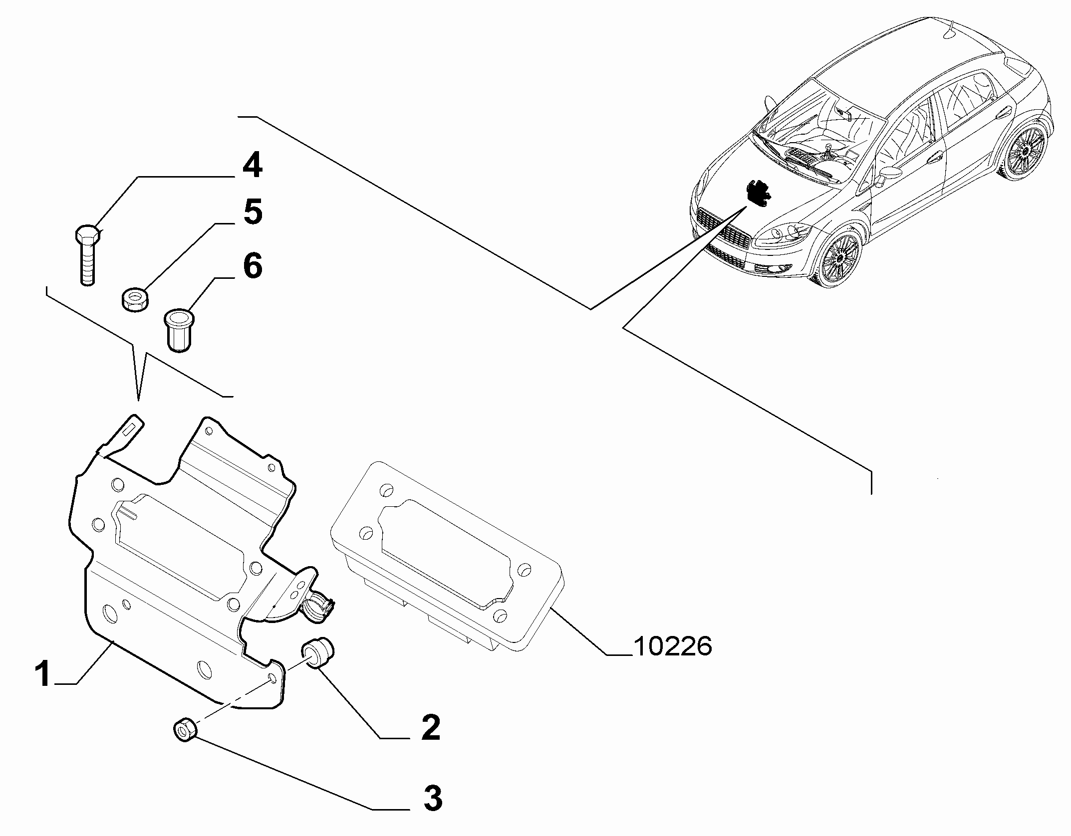 10225-020 INJECTION ECU AND ENGINE HARNESS FASTENERS