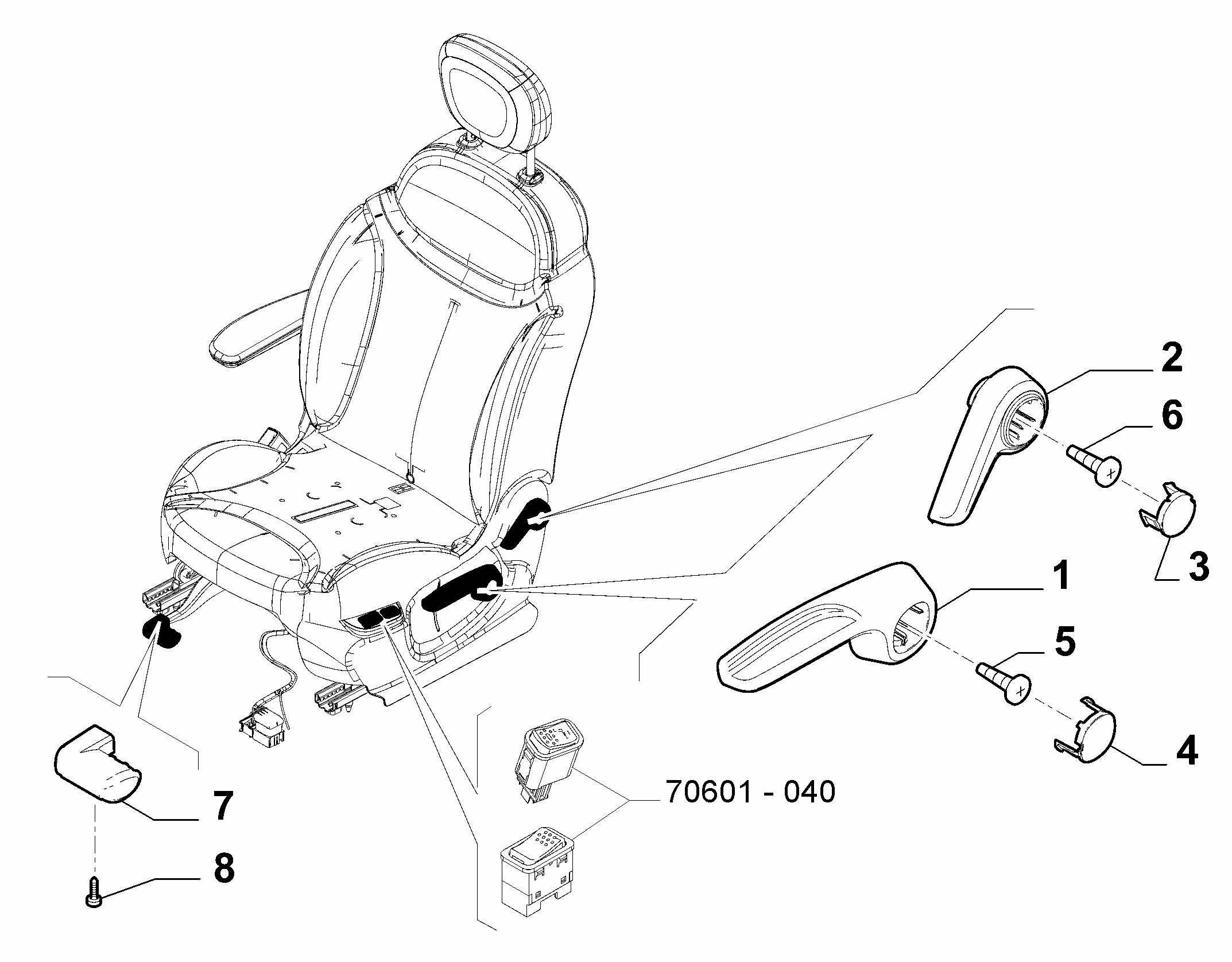 70601-030 FRONT SEAT ADJUSTMENT DEVICES