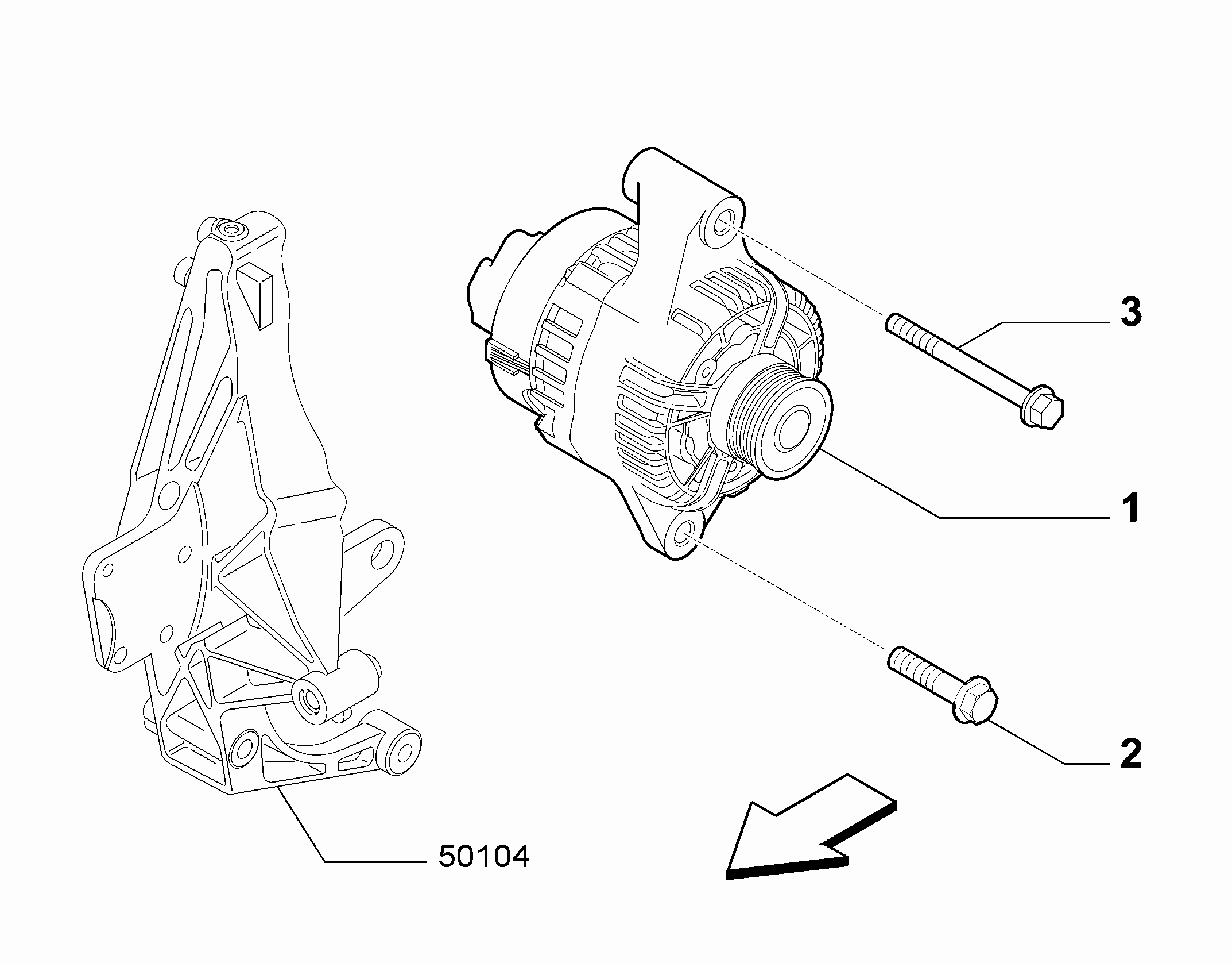 55301-010 ALTERNATOR AND MOUNTING