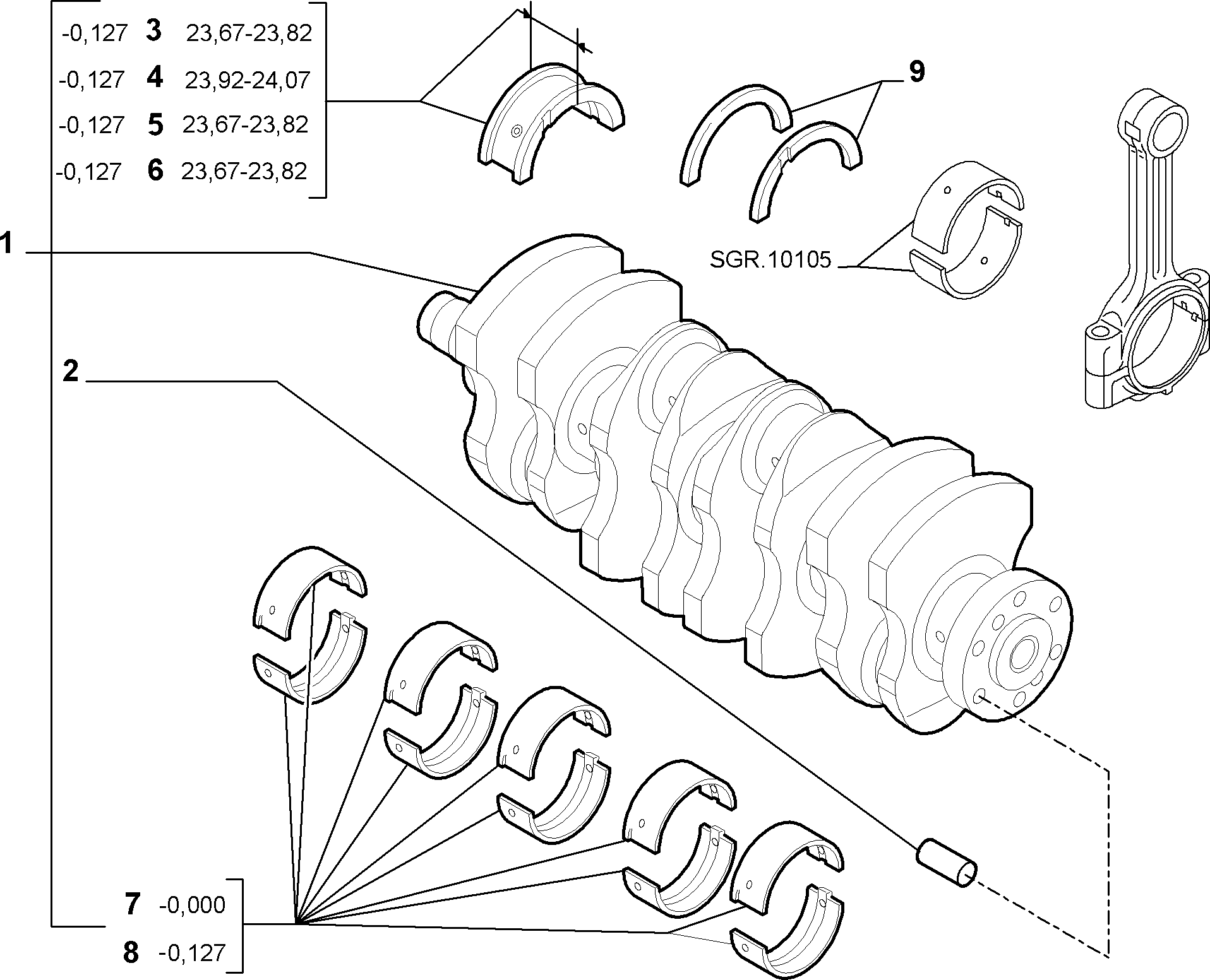 10103-010 ENGINE SHAFT AND HALF BEARING